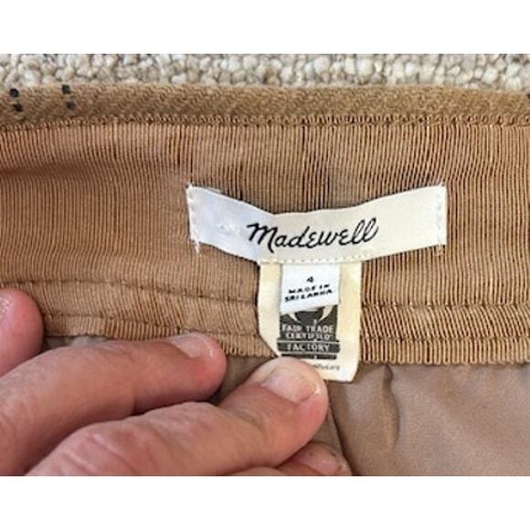 Madewell Tan Zip-Front Cargo Wool Blend In Windowpane Lined Mini Skirt Size 4 - Picture 3 of 8